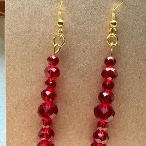 Elegant Red Beaded Earrings Style #003